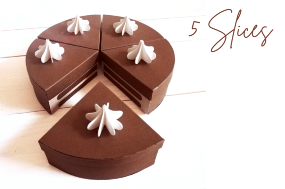 5 Slices – Cake Box Template Meringue: A 3D SVG for Life Events & Celebrations Branding