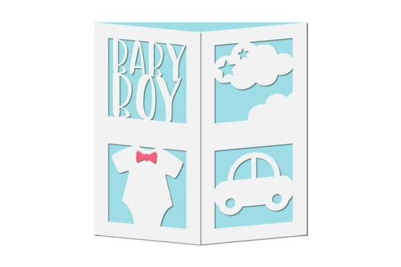 Baby Boy Cut Out Gate Fold Card SVG: A 3D SVG for Charming Brand Packaging
