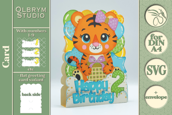Baby Tiger Birthday Card Kawaii SVG: A 3D Pop-Up Design for Playful Editorial Content