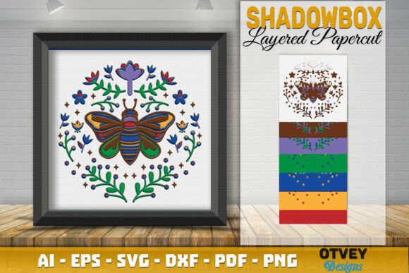 Bee Folk Art Scandinavian Shadow Box 3D SVG Review