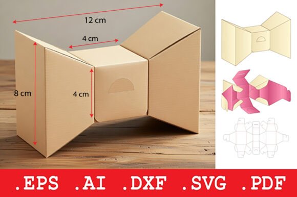 Bow Tie Shaped Gift Box Dieline Template Review