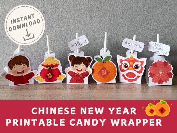 Chinese New Year Lollipop Wrapper – A Festive 3D SVG for Winter Branding