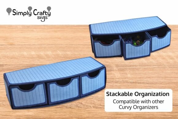 Curvy 3-Drawer Organizer 3D SVG for Stylish Desktop Organization