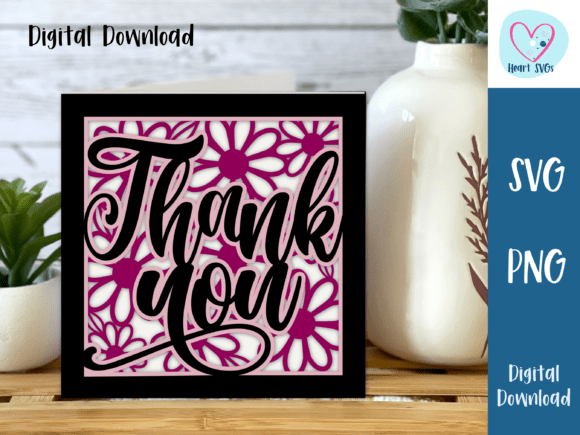Daisy Thank You Card SVG: A 3D Greeting Card Design for Handmade Brands