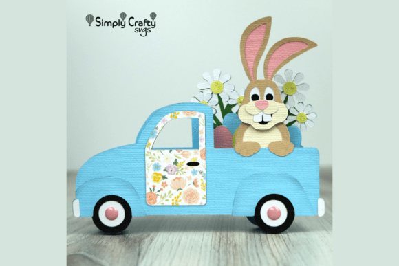 Easter Bunny Truck Card: 3D SVG Joy for Festive Branding