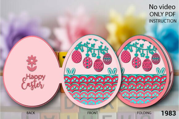 Easter Egg Fold Card Layer Template 1983 β 3D SVG for Festive Branding