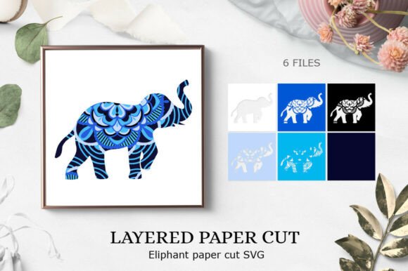 Elephant Mandala Layered Paper Cut