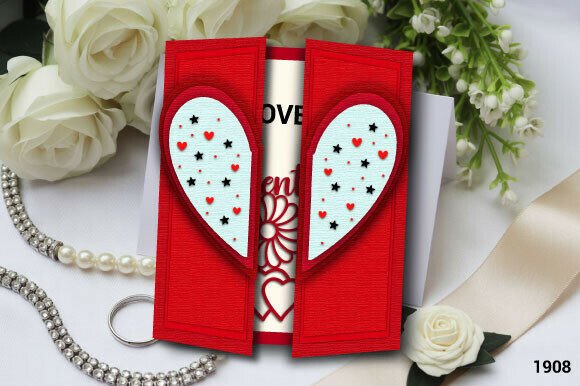 Gatefold Valentine Card SVG Layer 1908: A 3D SVG for Valentine’s Day Branding That Stands Out