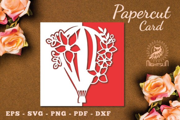 Hot Air Balloon Papercut Card SVG 3