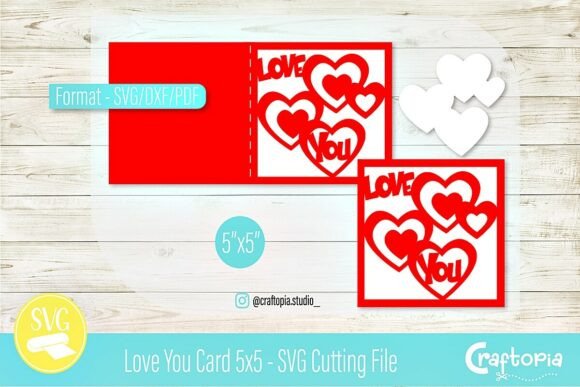 Love You Card 3D SVG for Valentine's Day