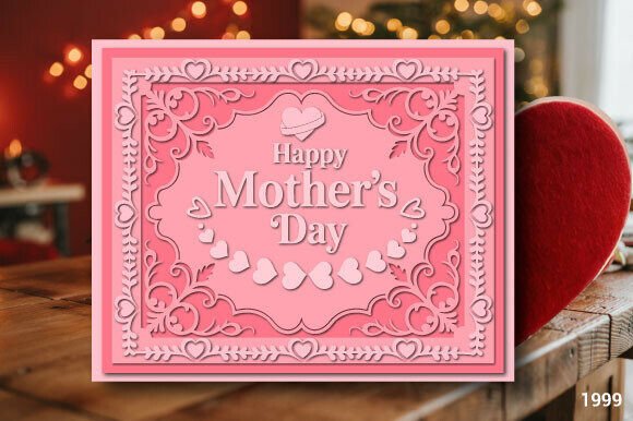 Mother’s Day Ornate Frame Card 3D SVG Design