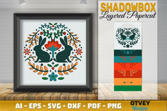 Rabbit Folk Art Scandinavian Shadow Box 3D SVG Review