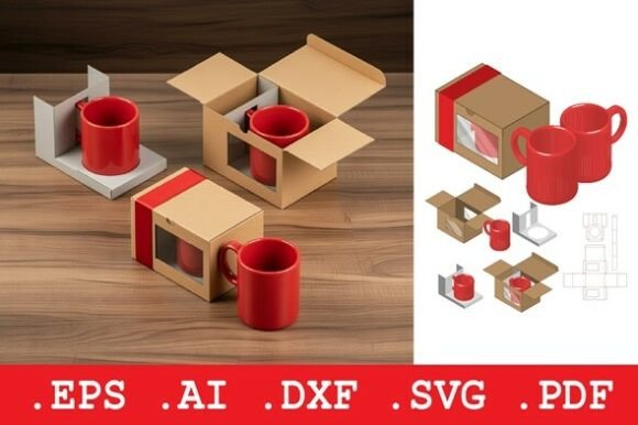 Rectangular Window Mug Box with Support