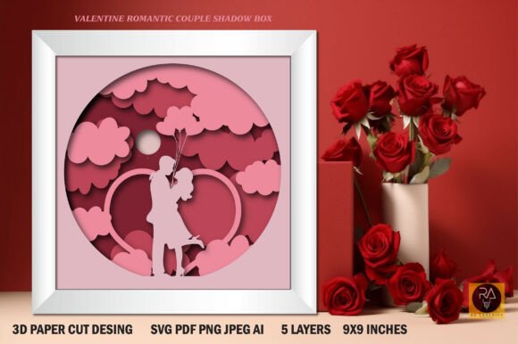 Romantic Love Couple Papercut Shadow Box β A 3D SVG for Elegant Valentineβs Day Crafts