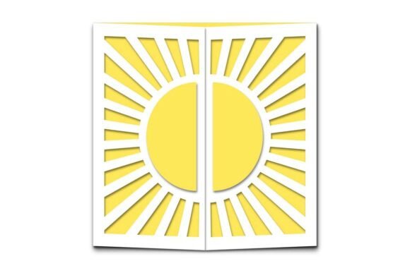 Sun Rays Cutout Square Gate Fold Cards – A 3D SVG Summer Design for Versatile Branding