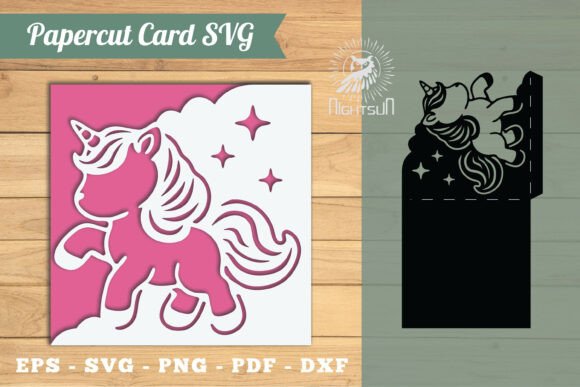 Unicorn Papercut Card SVG 1: A 3D SVG Greeting Card Design with Visual Charm