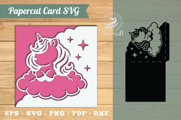 Unicorn Papercut Card SVG 4: A 3D SVG Greeting Card Design That Elevates Visual Storytelling