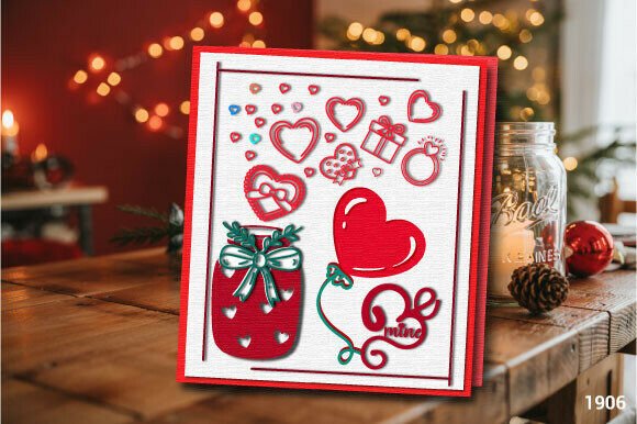 Valentine Jar Gift Card SVG Layer 1906 – 3D SVG for Valentine’s Day