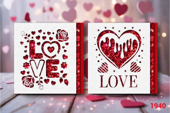 Valentine LOVE Gift Card SVG Layer 1940: A 3D SVG Design for Romantic Branding