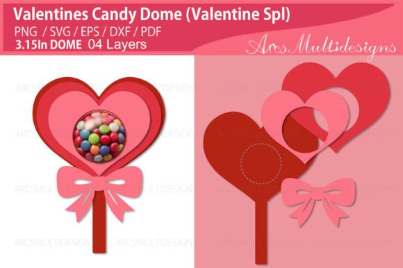 Valentines Lollipop Candy Dome: A 3D SVG for Festive Branding on Valentine S Day